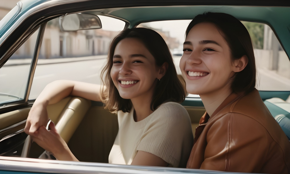 2 personas en un auto